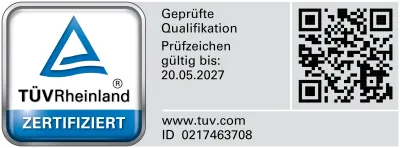 TÜV Rheinland Zertifikat - Geprüfte Qualifikation